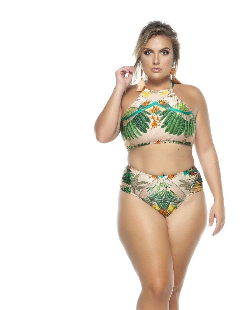Front of a model wearing a size 16 Draped Side Bikini Bottom New in Oasis by Lehona. | dia_product_style_image_id:267385